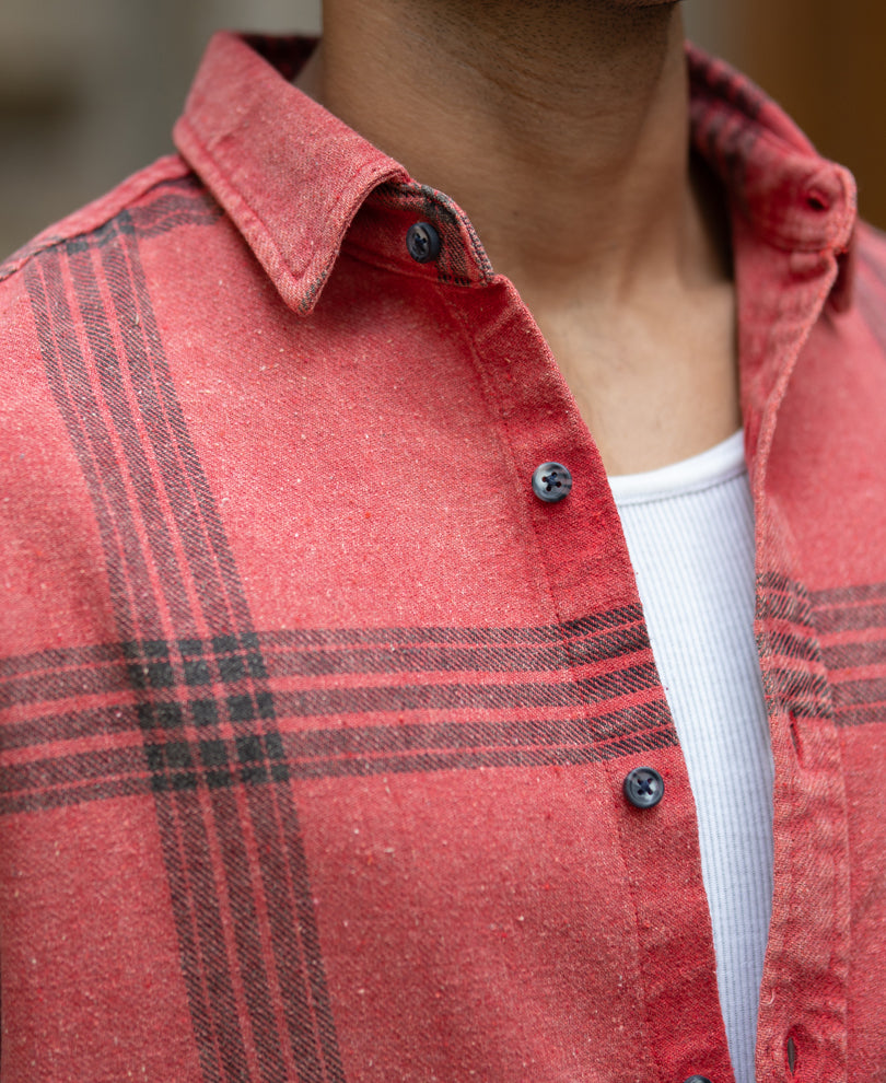 Red Washed Checks Shirt.