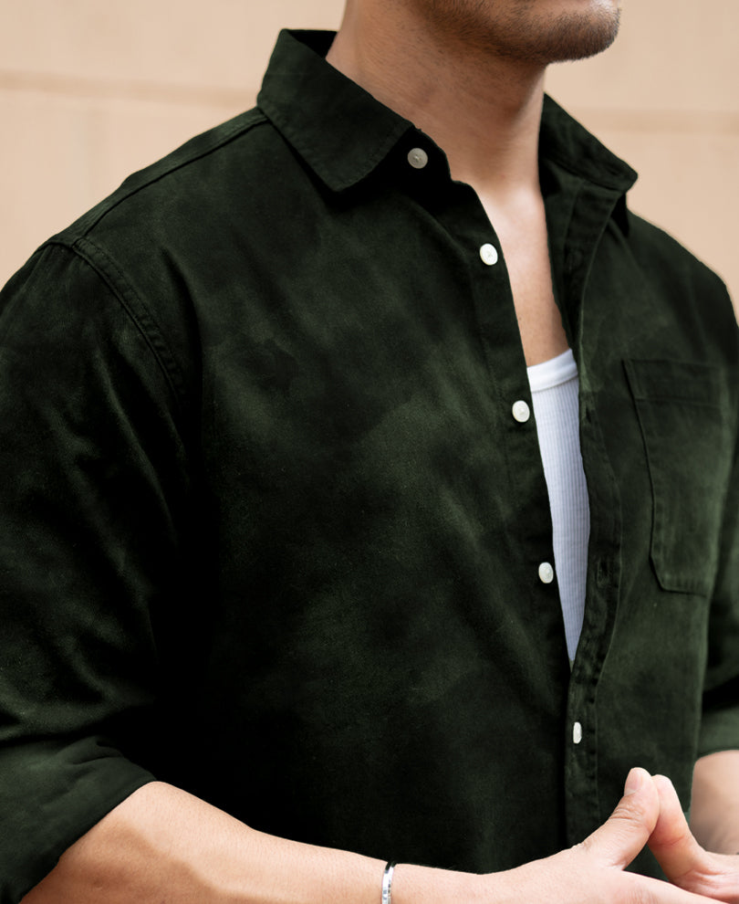 Dark Green Sprayed Shirt.