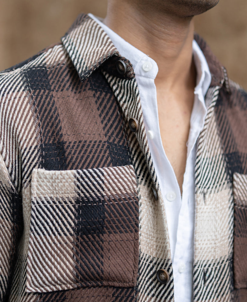 Brown Twill Check Shirt