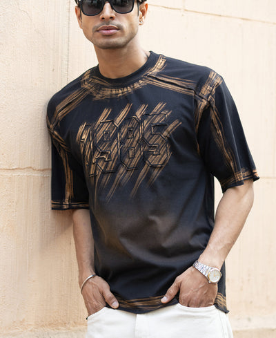 Black Bleached Applique T-Shirt