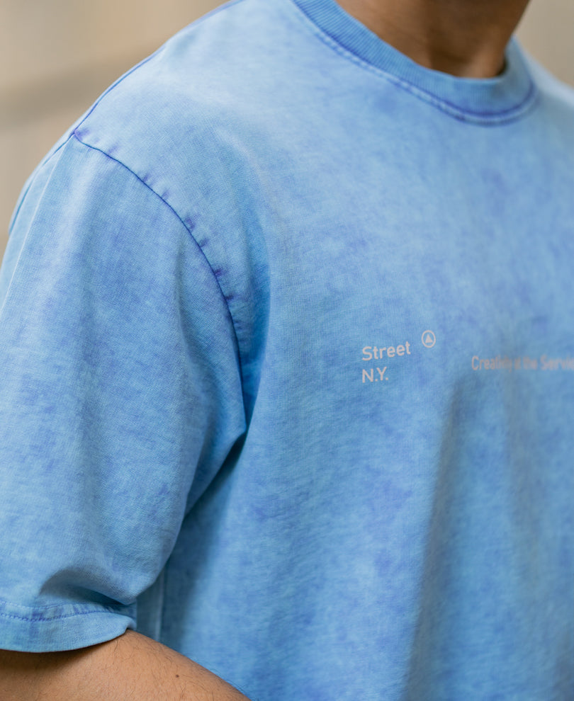 Purple Washed Graphic Half Sleeves T-Shirt.