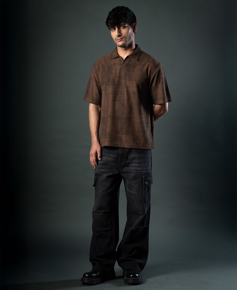 Brown Grunge Print T-Shirt.