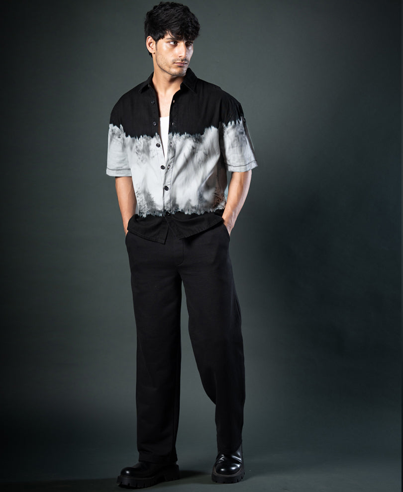 Black Tie-Dye Boxy Shirt