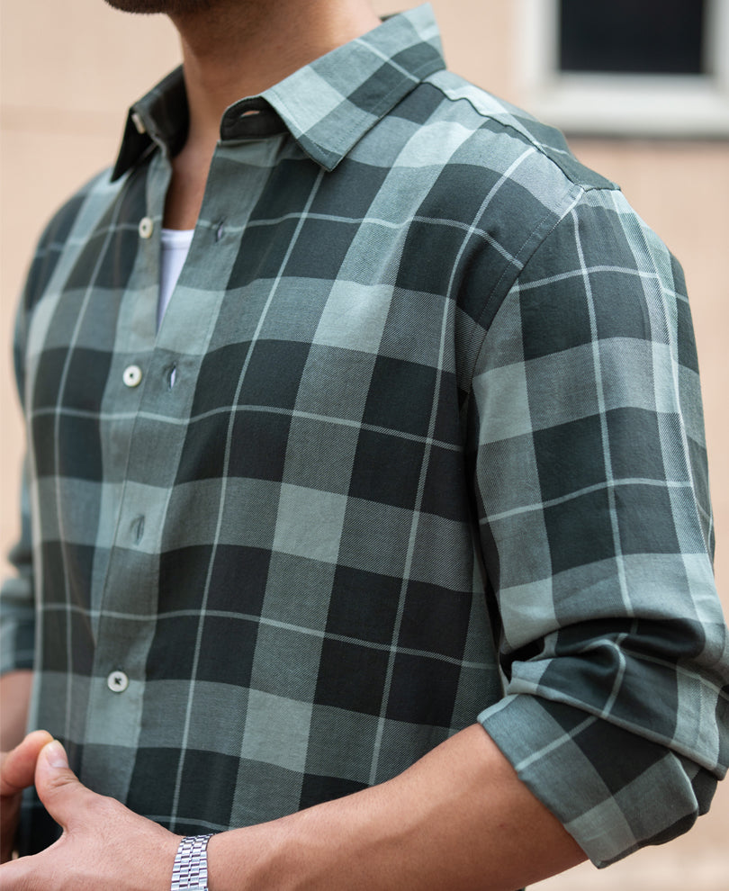 Olive Lightweight Checks Shirt