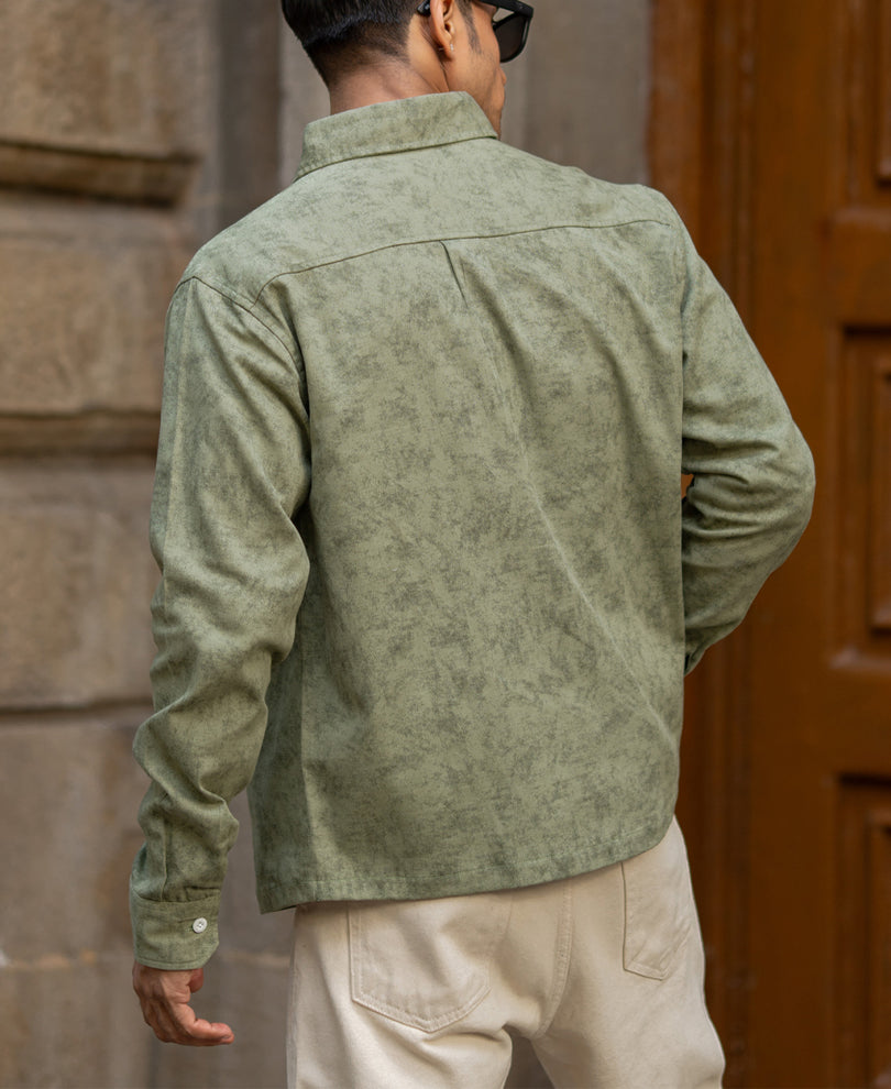 Green Printed Structure Shirt