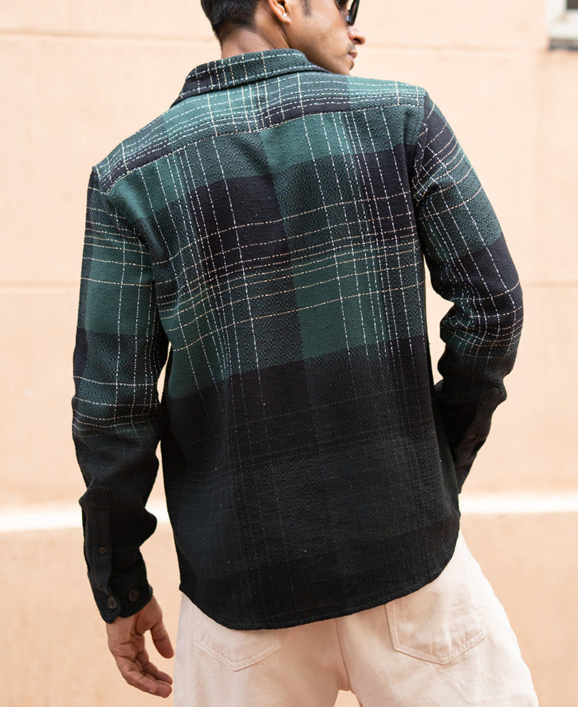 Olive Ombre Checks Shirt