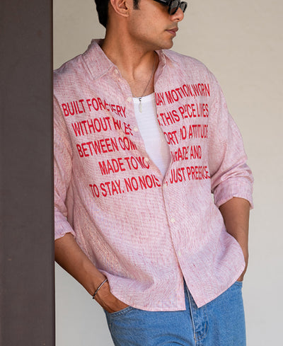 Red Pin Stripe Printed Shirt