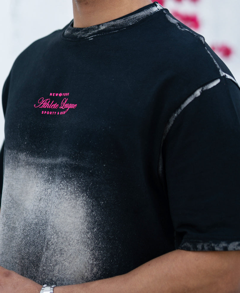 Black Sprayed Graphic T-Shirt.