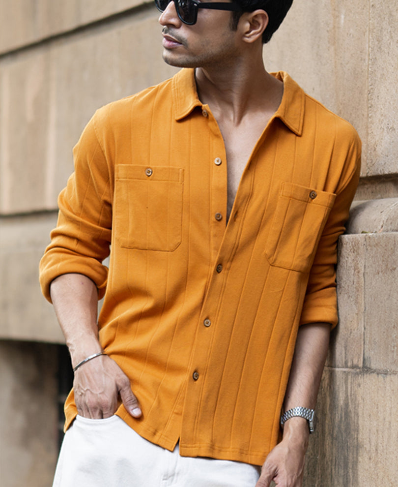 Mustard Structure Knit Shirt