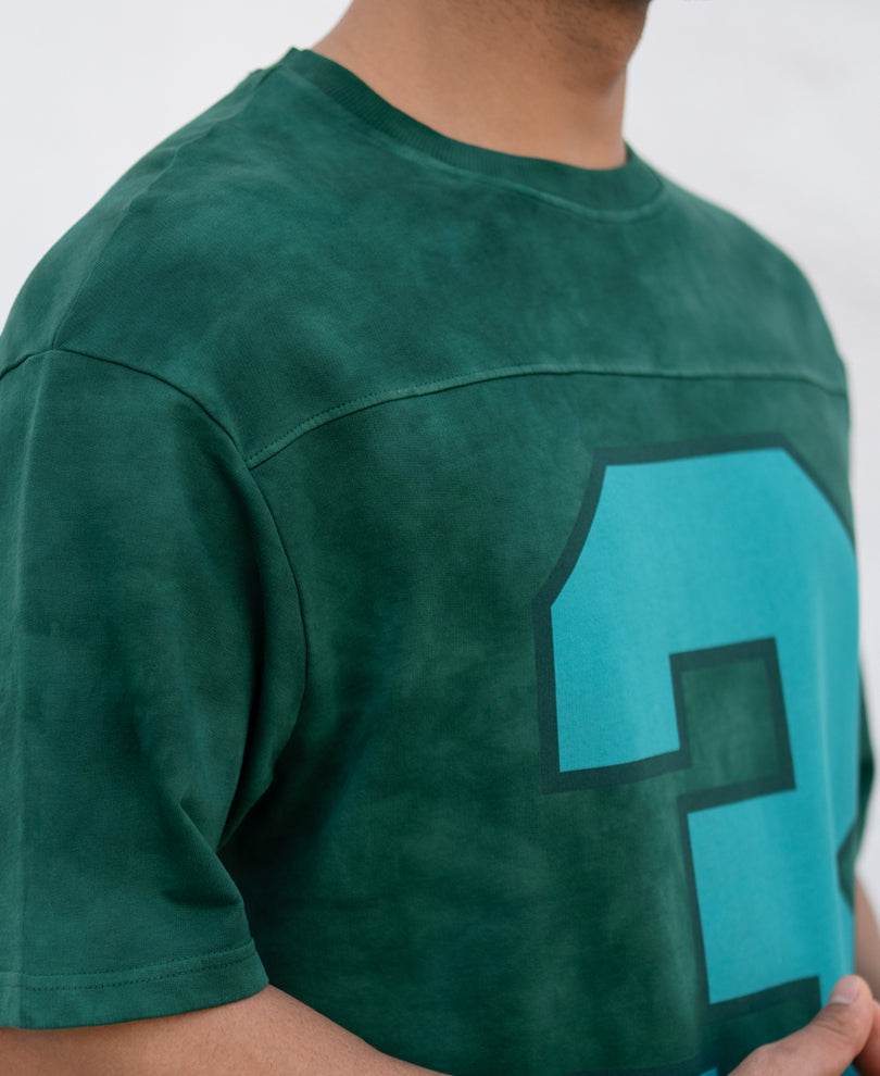 Dark Green Washed Graphic T-Shirt.