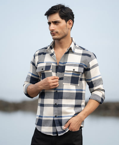 Navy Structure Checks Shirt