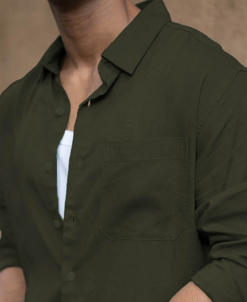 Olive Linen Blend Shirt
