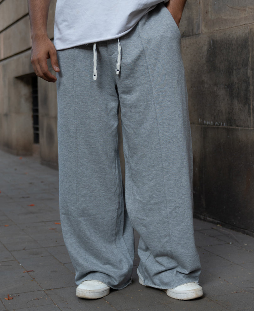 Grey Melange Baggy Trackpants