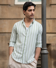 Mint Structured Stripe Shirt.