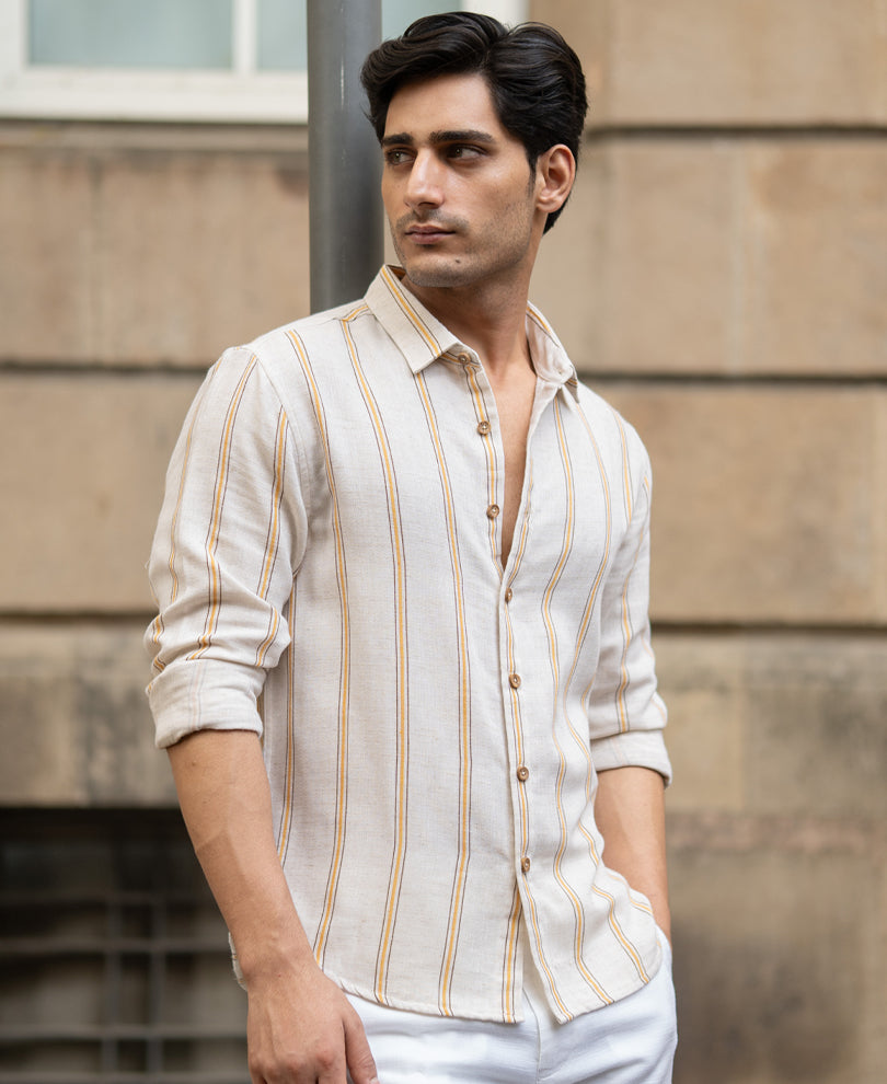 Natural Broad Striped Shirt.