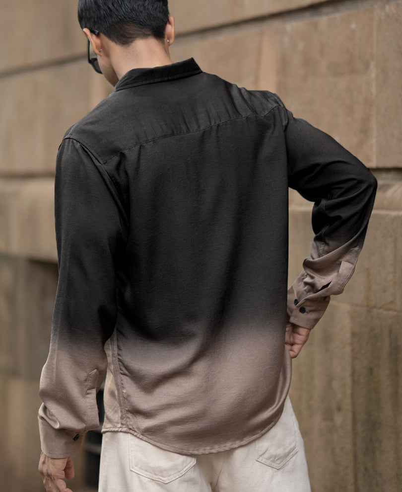 Brown Ombre Satin Shirt