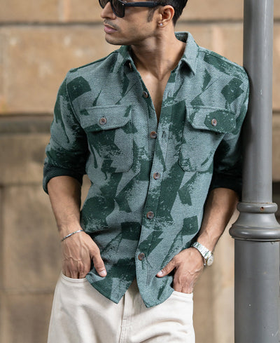 Green Jacquard Overshirt