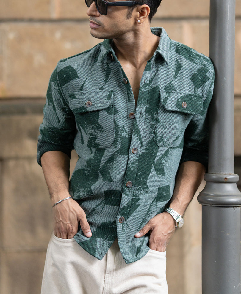 Green Jacquard Overshirt