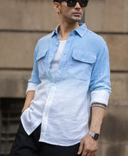 Blue Double Pocket Ombre Shirt