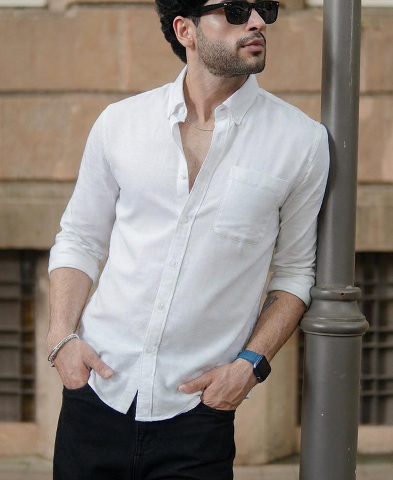 White Double Cloth Shirt 100% Cotton