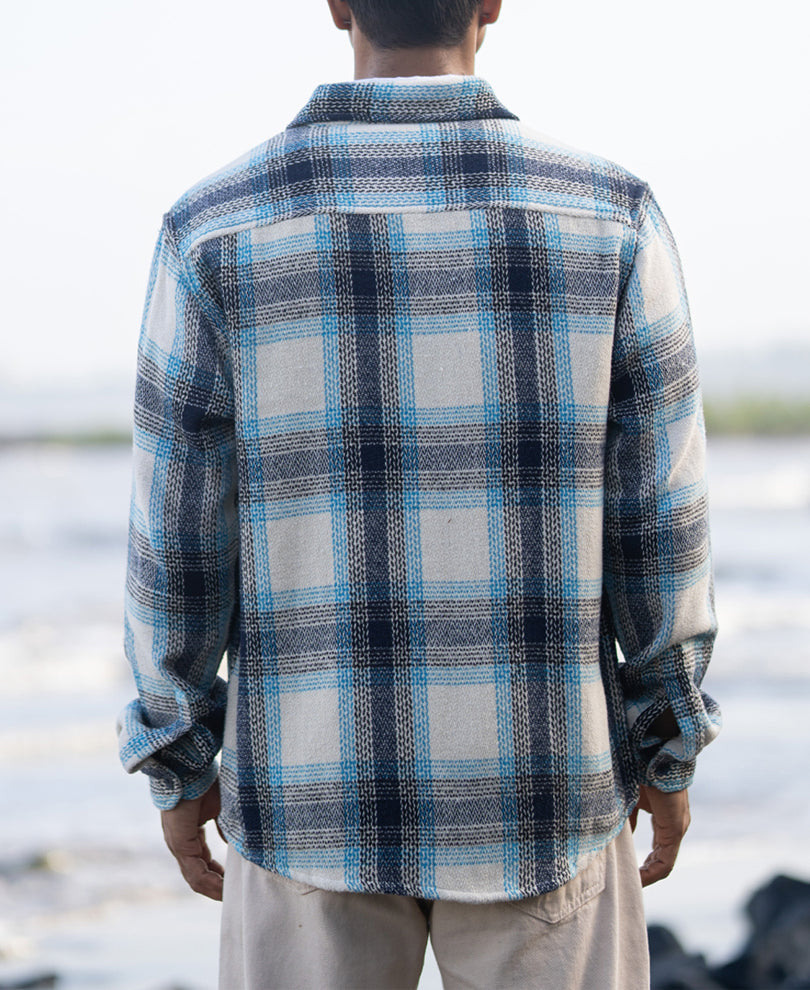 Blue Structured Check Shirt