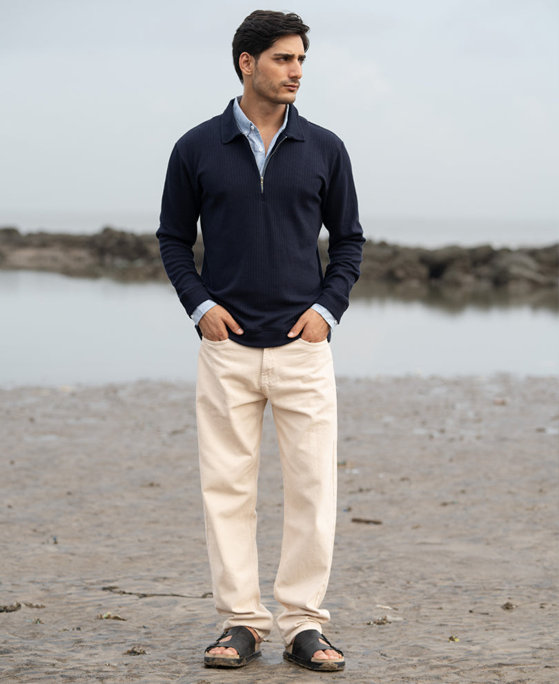 Navy Contrast Collar Polo T-Shirt