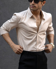 Beige Melange Stretch Shirt