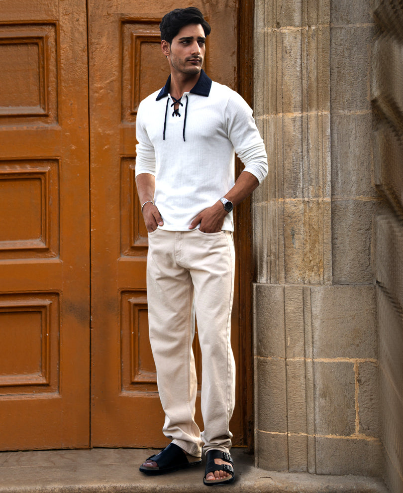 Off-White Drawstring Polo T-Shirt