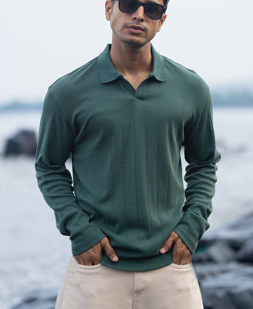 Green Regular Fit Full Sleeves T-Shirt