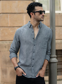 Dark Grey Slub Textured Shirt