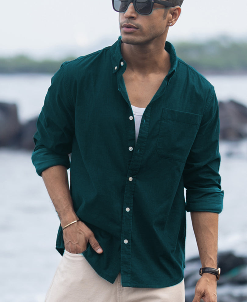 Dark Teal Corduroy Buttondown Shirt