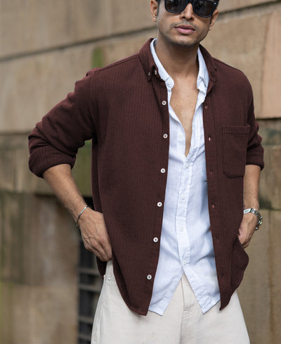 Coffee Structured Knit Shirt