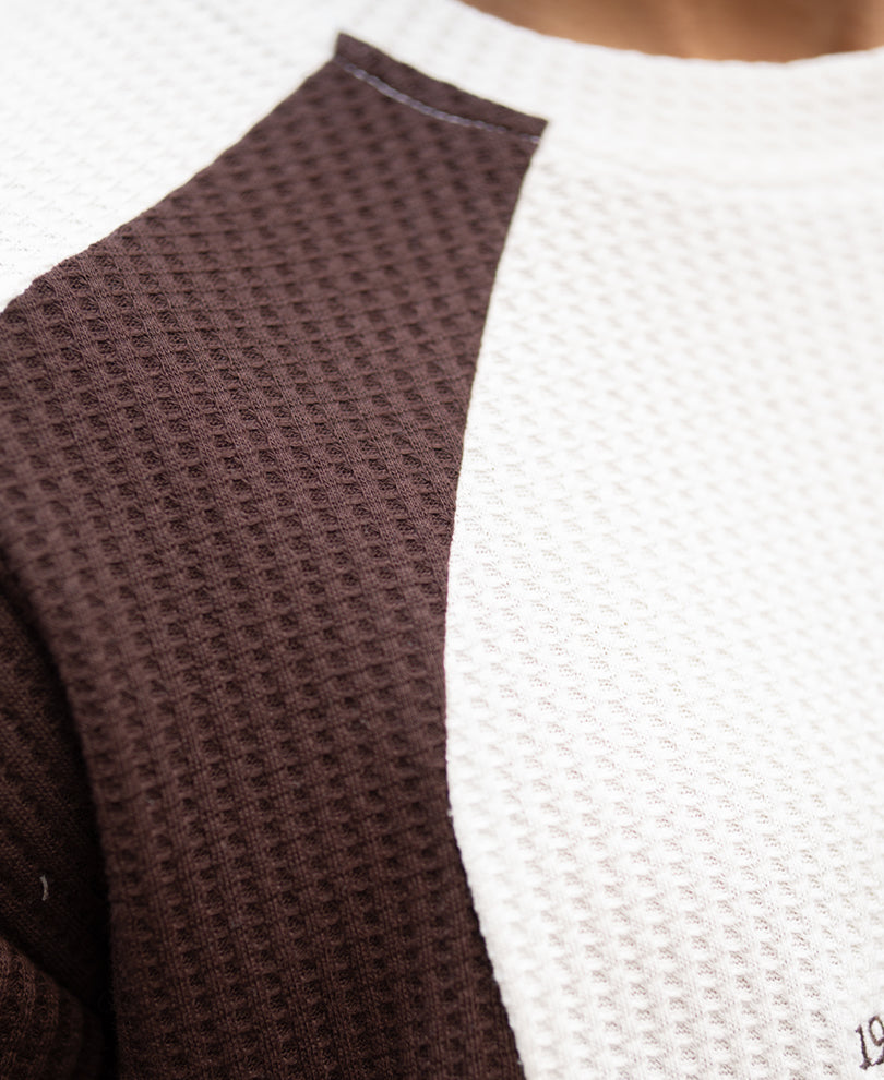 White Panelled Embroidered Tshirt.
