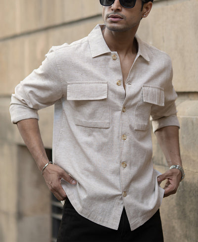 Natural Linen Double Pocket Shirt