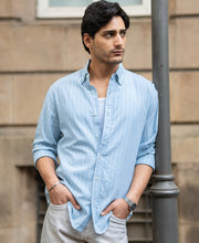Light Blue Linen Stripe Shirt