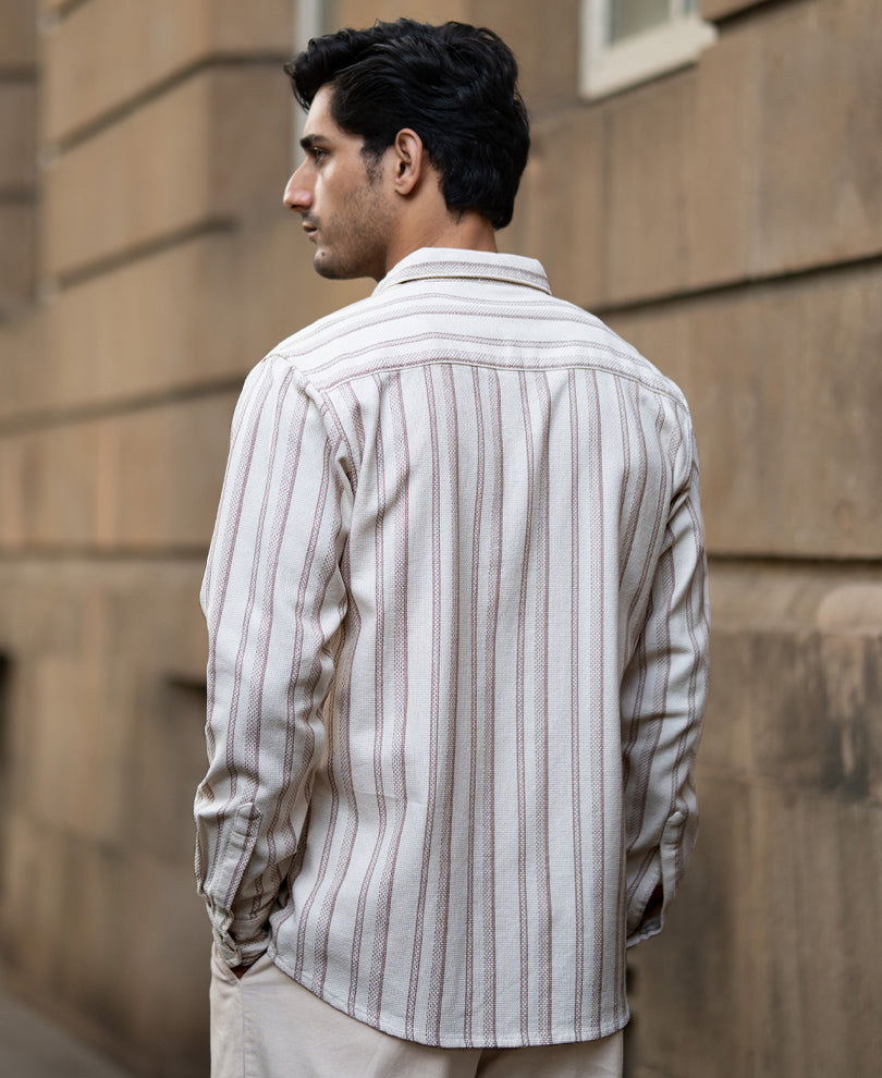 Cream Structured Stripe Shirt