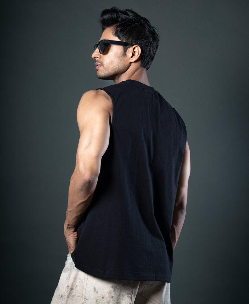 Black Graphic Tank Top