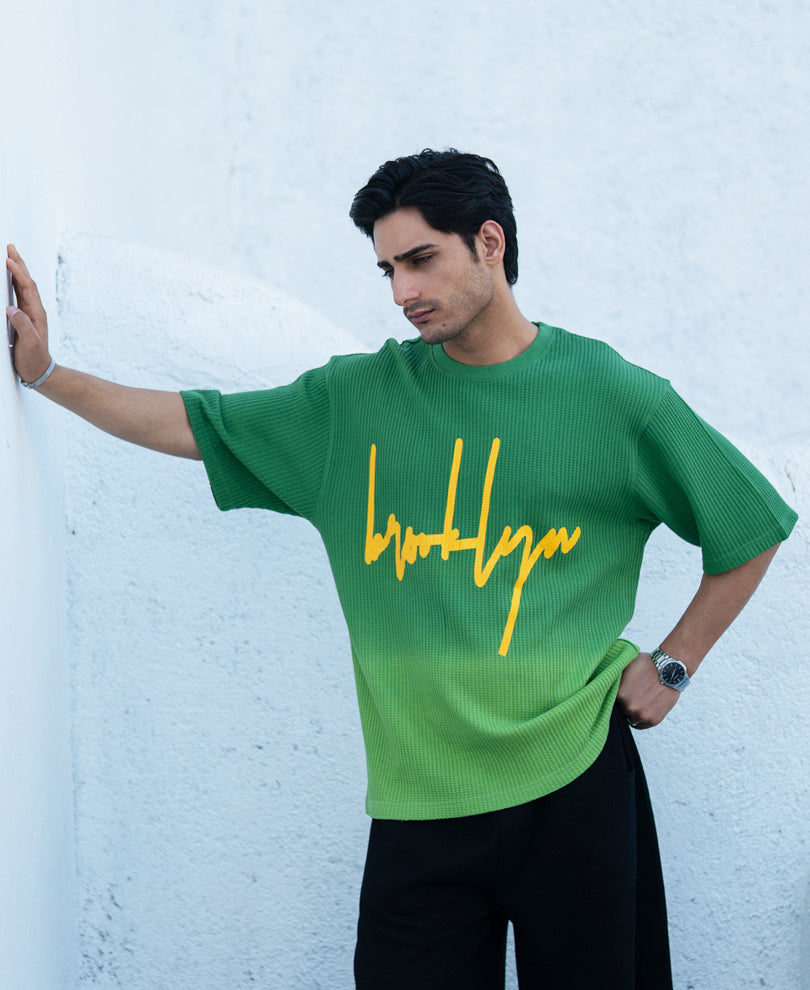 Green Structured Ombre T-Shirt.