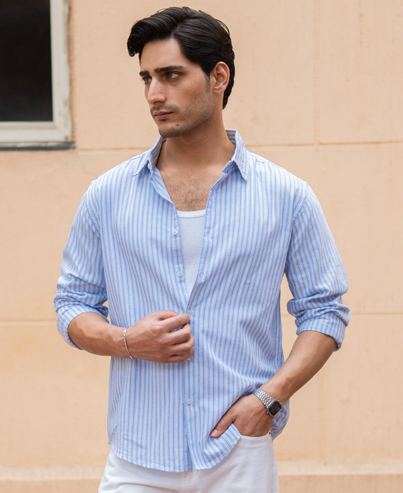 Light Blue Oxford Stripe Shirt