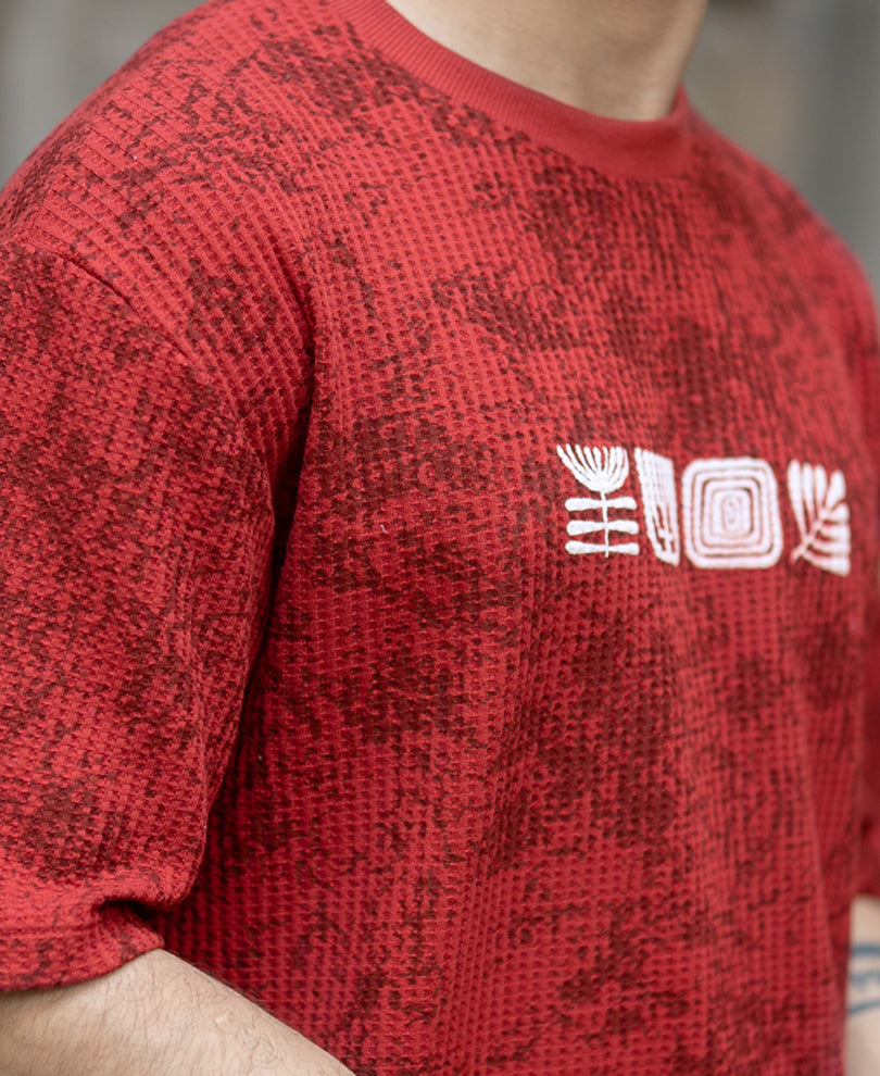 Brick Red Printed T-Shirt.