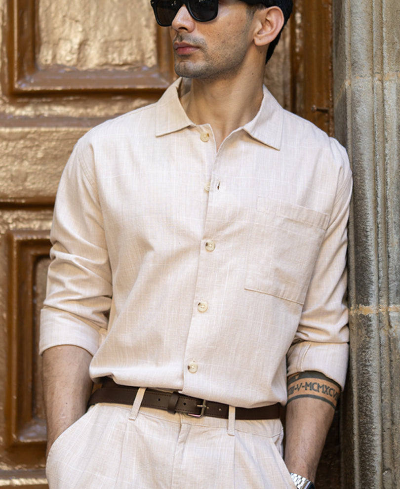 Beige Linen Lightweight Co-Ord Set.
