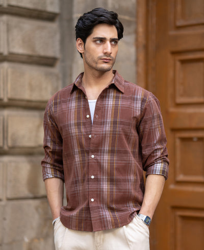 Brown Corduroy Check Shirt.