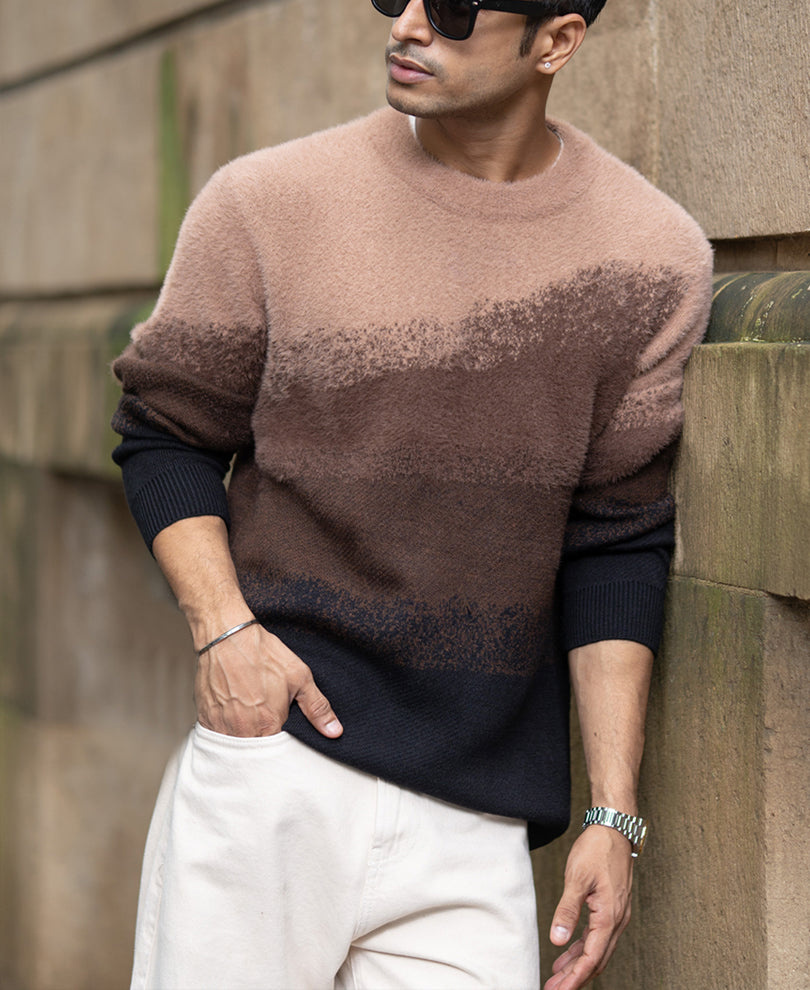 Brown Ombre Jacquard Sweater
