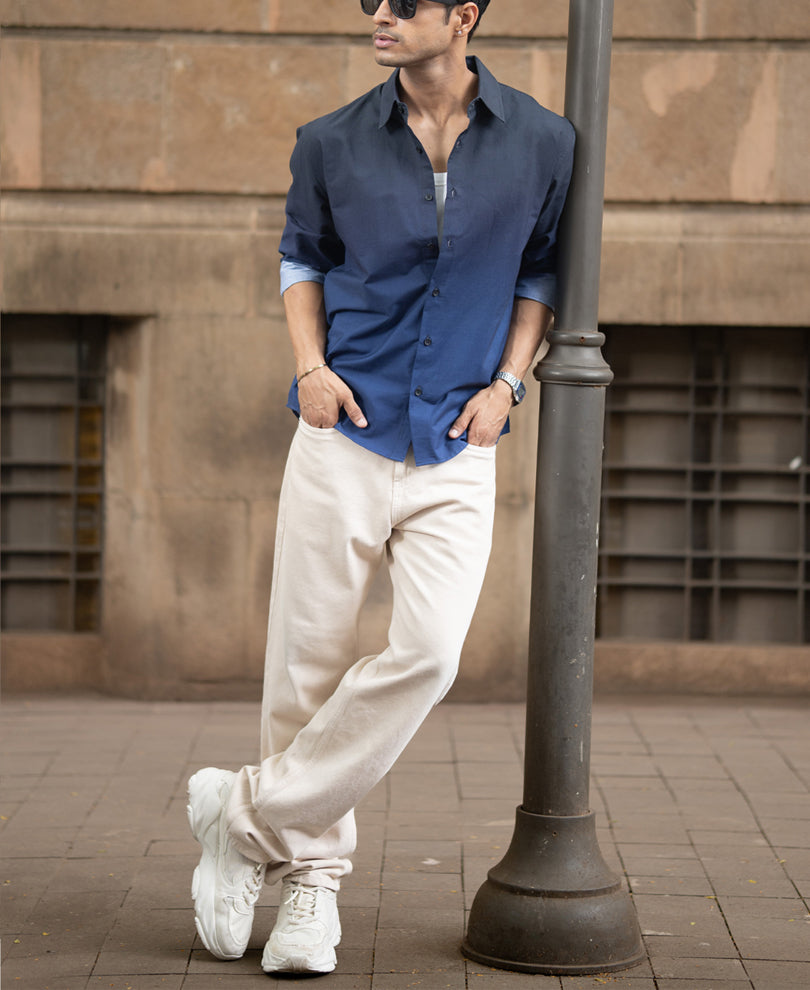 Dark Navy Ombre Print Shirt