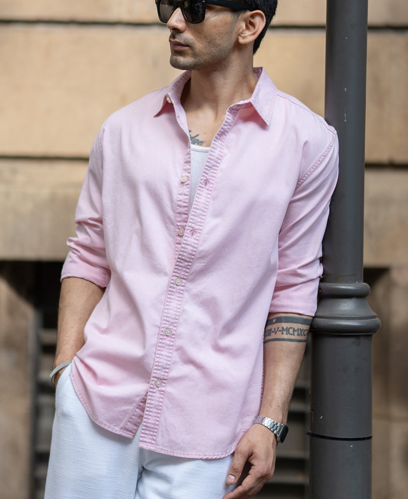 Pink Overdyed Structure Shirt