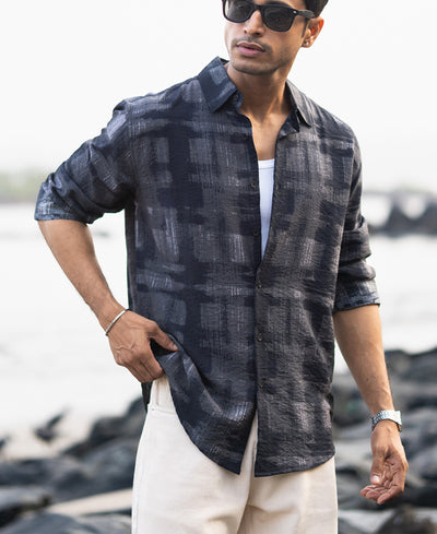 Dark Grey Printed Lightweight Shirt