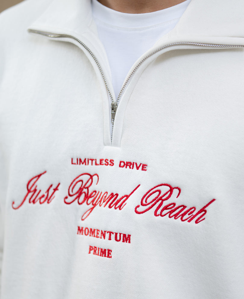 Off White Embroidered Fleece Sweatshirt