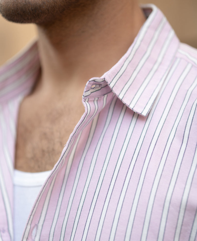 Light Pink Cotton Oxford Stripe Shirt