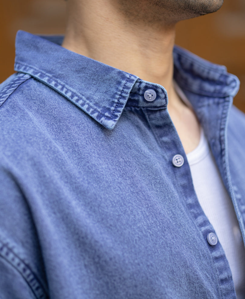 Blue Overdyed Twill Shirt.
