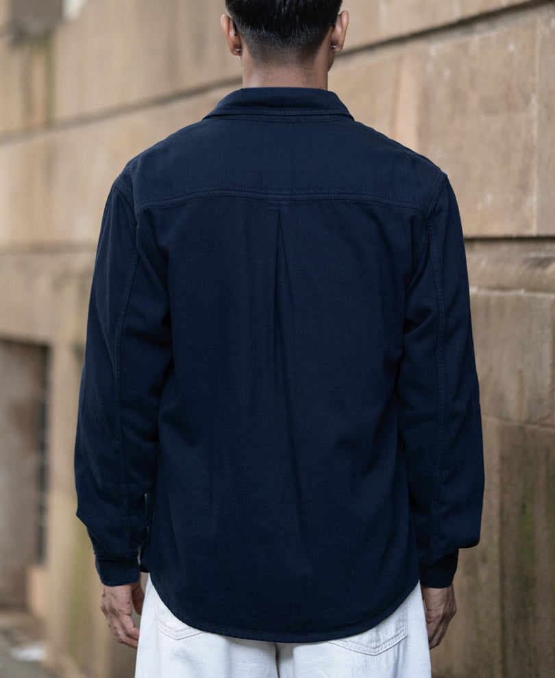 Navy Overdyed Twill Overshirt